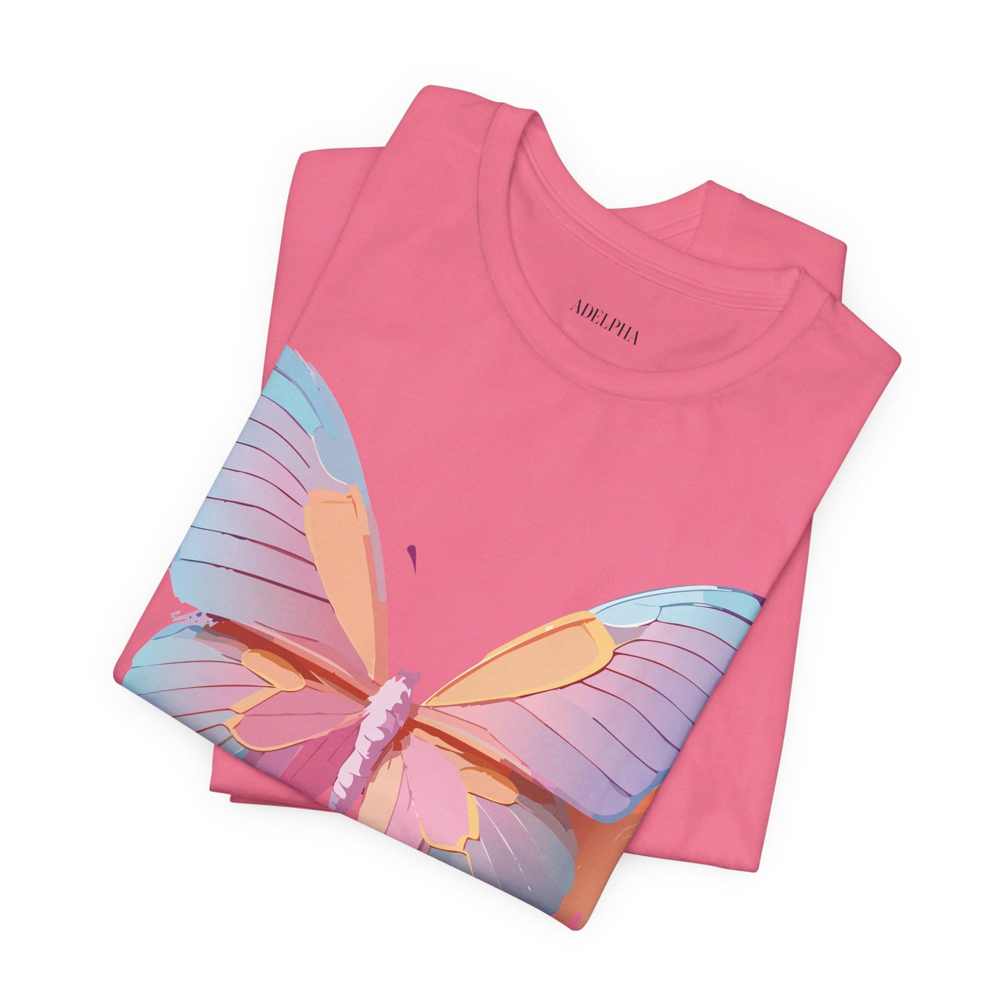 Natural Cotton Tee Shirt with Butterfly