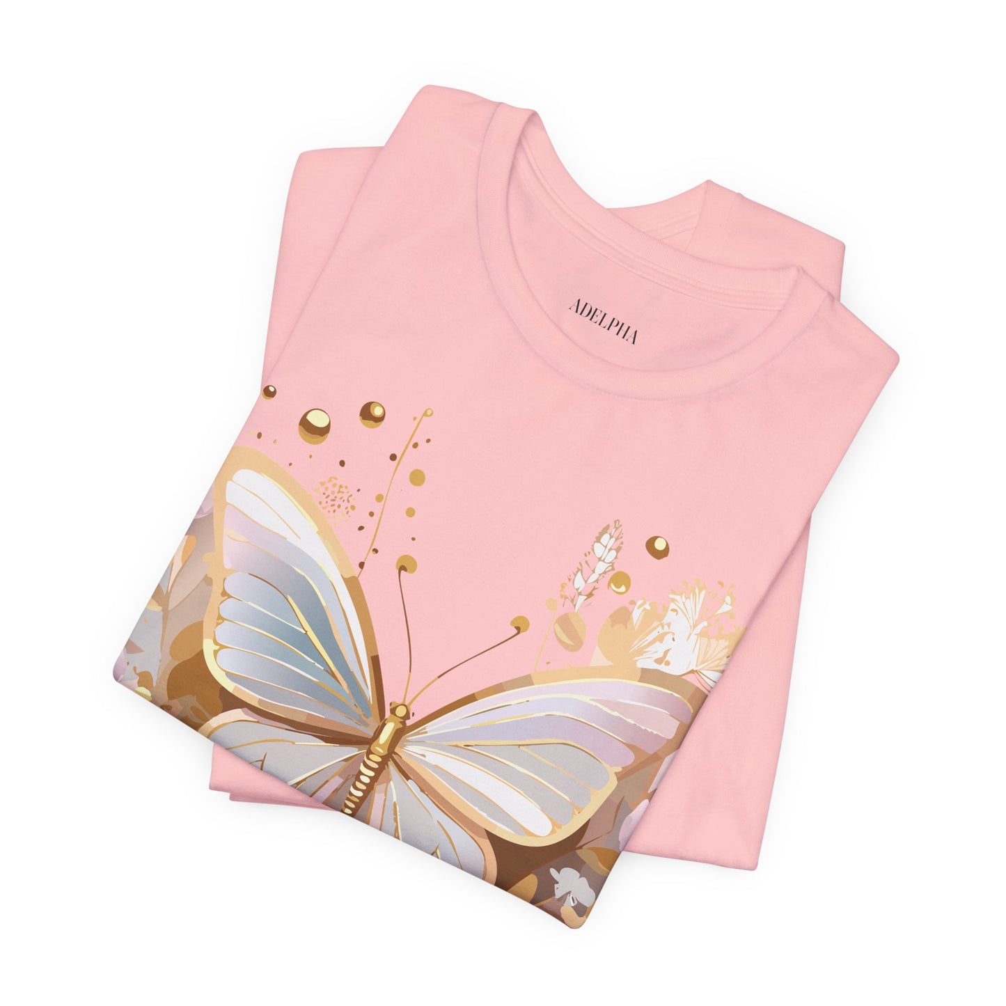 Natural Cotton Tee Shirt with Butterfly