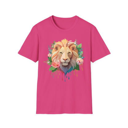 Gildan Unisex Lion Shirt Floral Lion Tee Animal Print Softstyle Tee