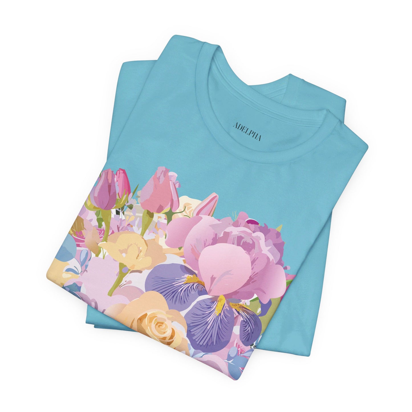 T-shirt en coton naturel avec fleurs