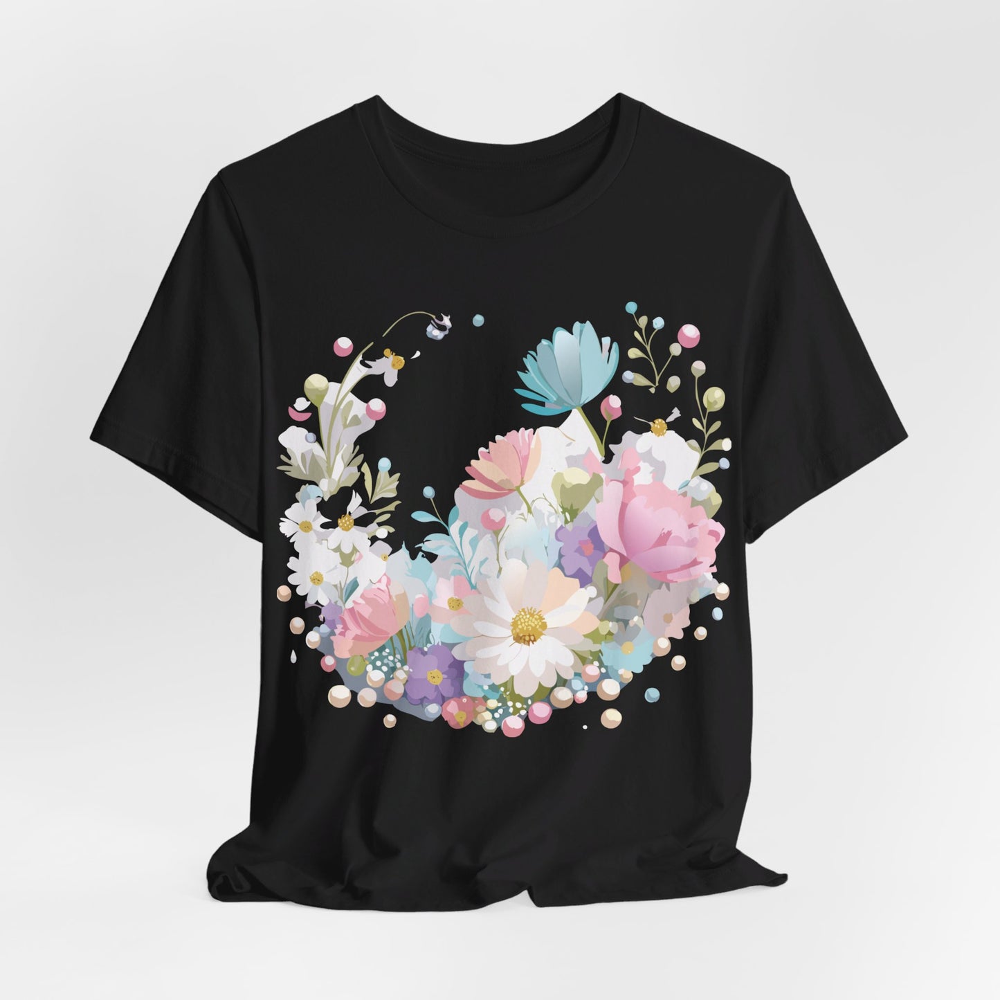 T-shirt en coton naturel avec fleurs