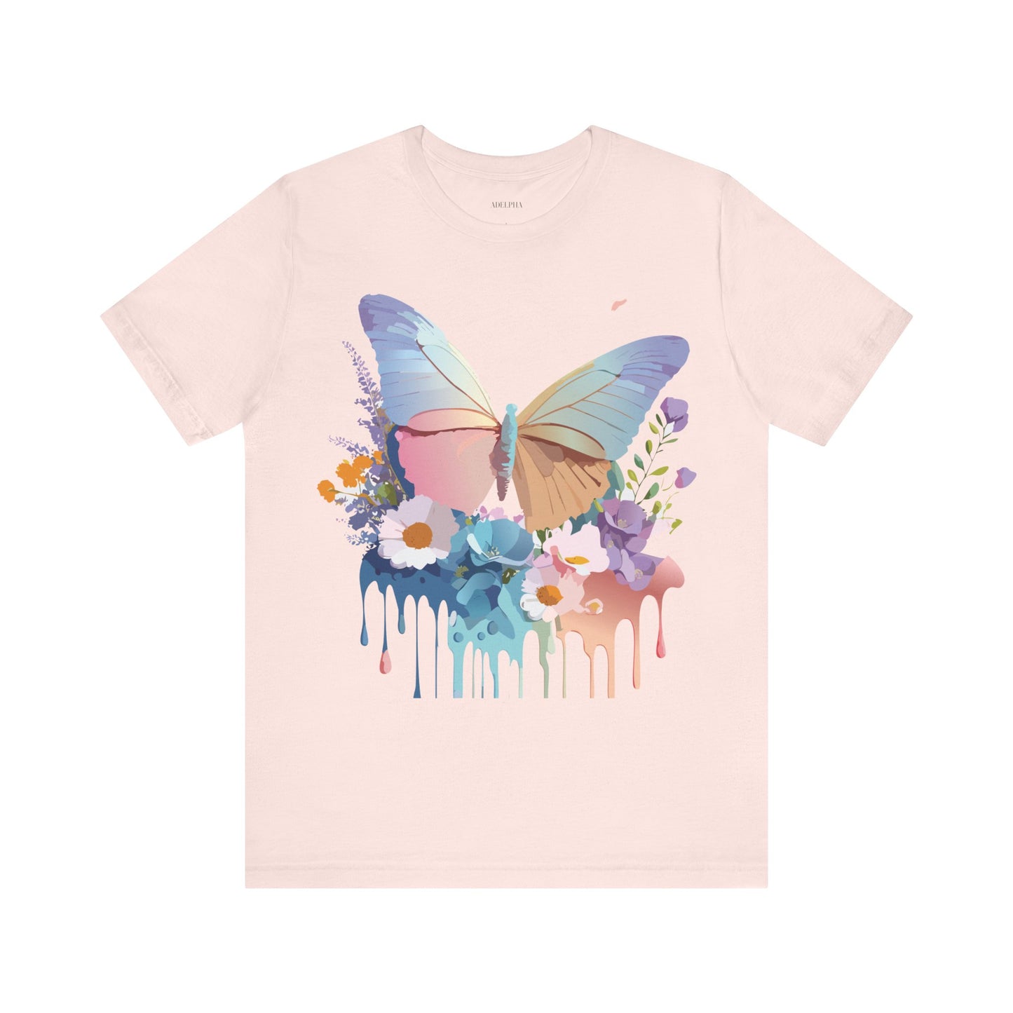 Natural Cotton Tee Shirt with Butterfly