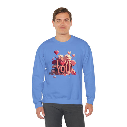 Unisex Heart Love Sweatshirt Floral Valentines Day Cotton Poly Fifty Fifty Blend