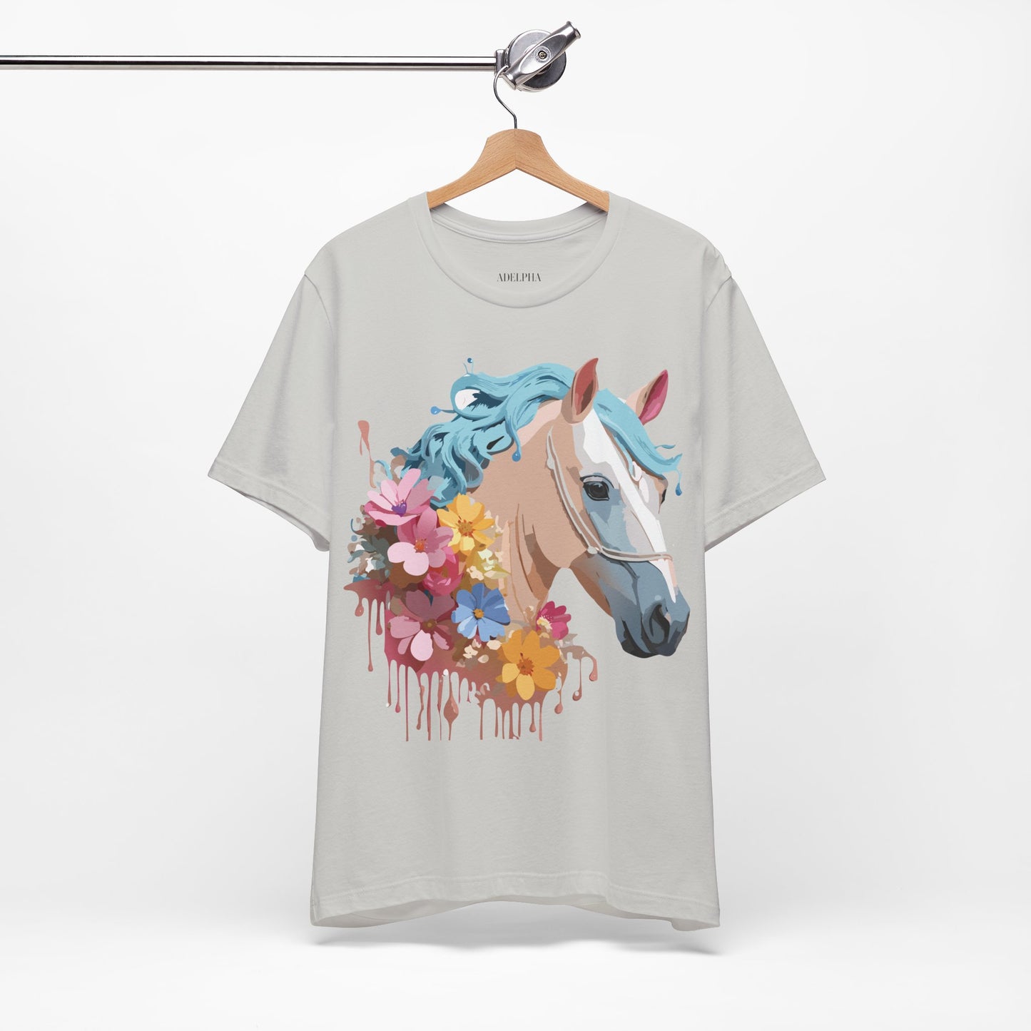 Natural Cotton Tee Shirt with Horse