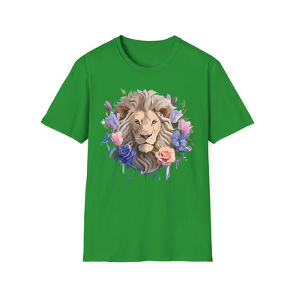 Unisex Floral Lion Tee Shirt Softstyle Gildan 64000 100 Percent Cotton