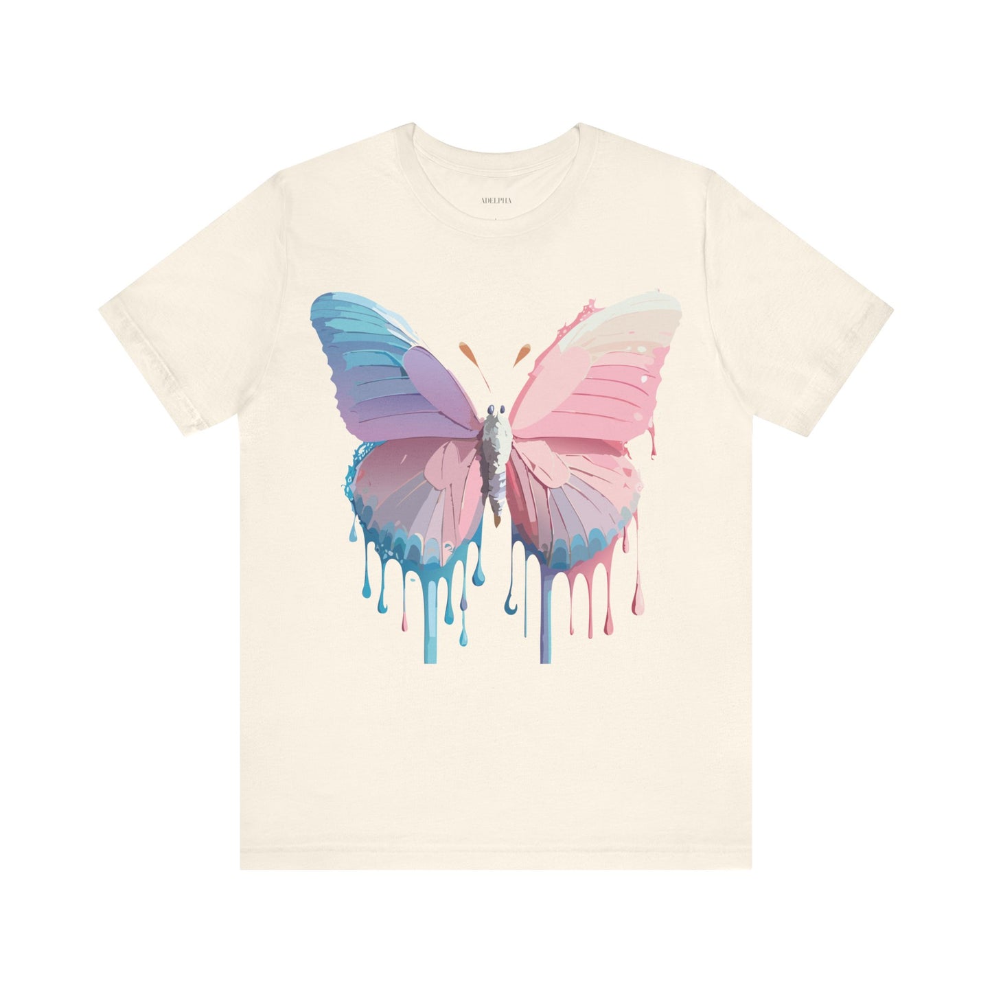 Natural Cotton Tee Shirt with Butterfly