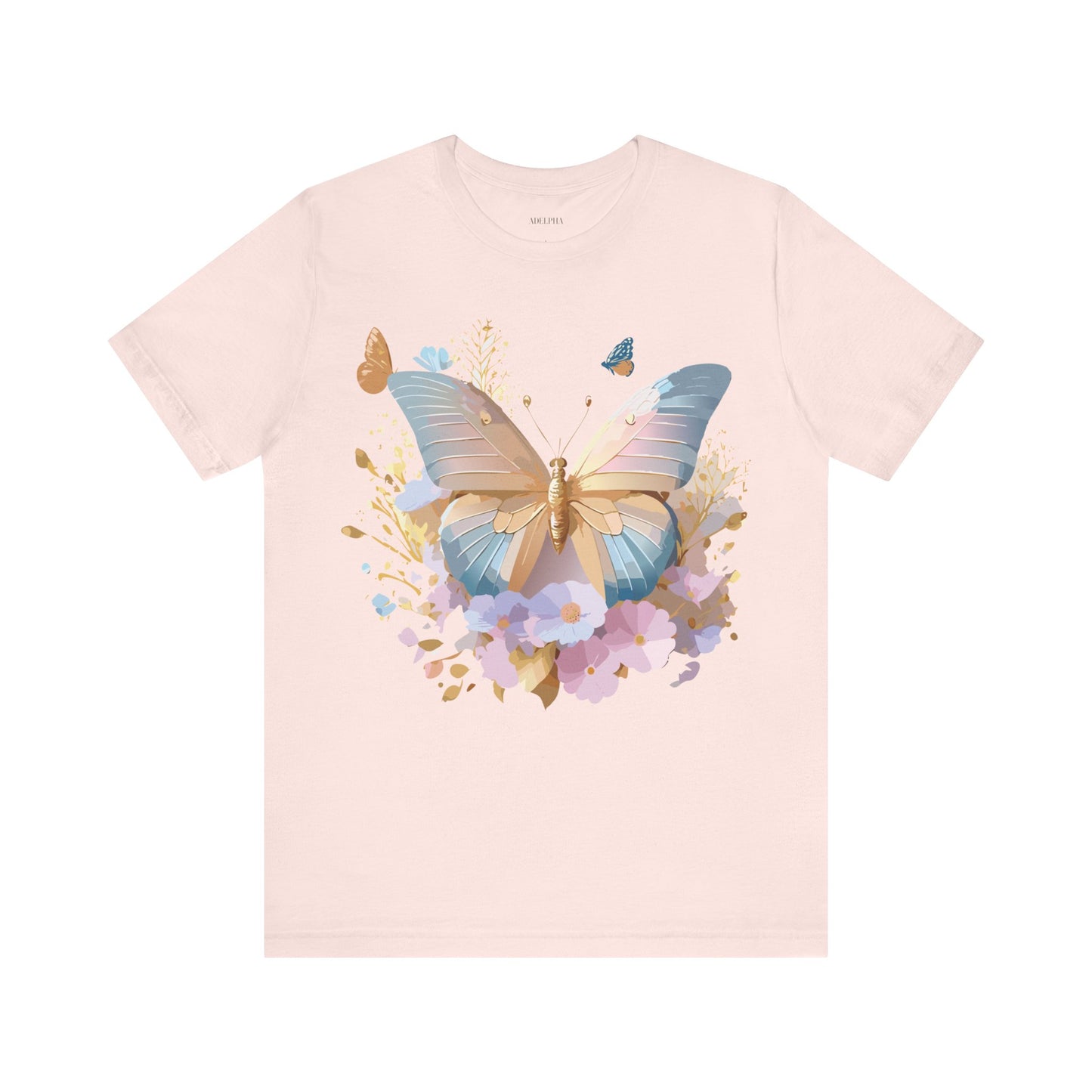 Natural Cotton Tee Shirt with Butterfly