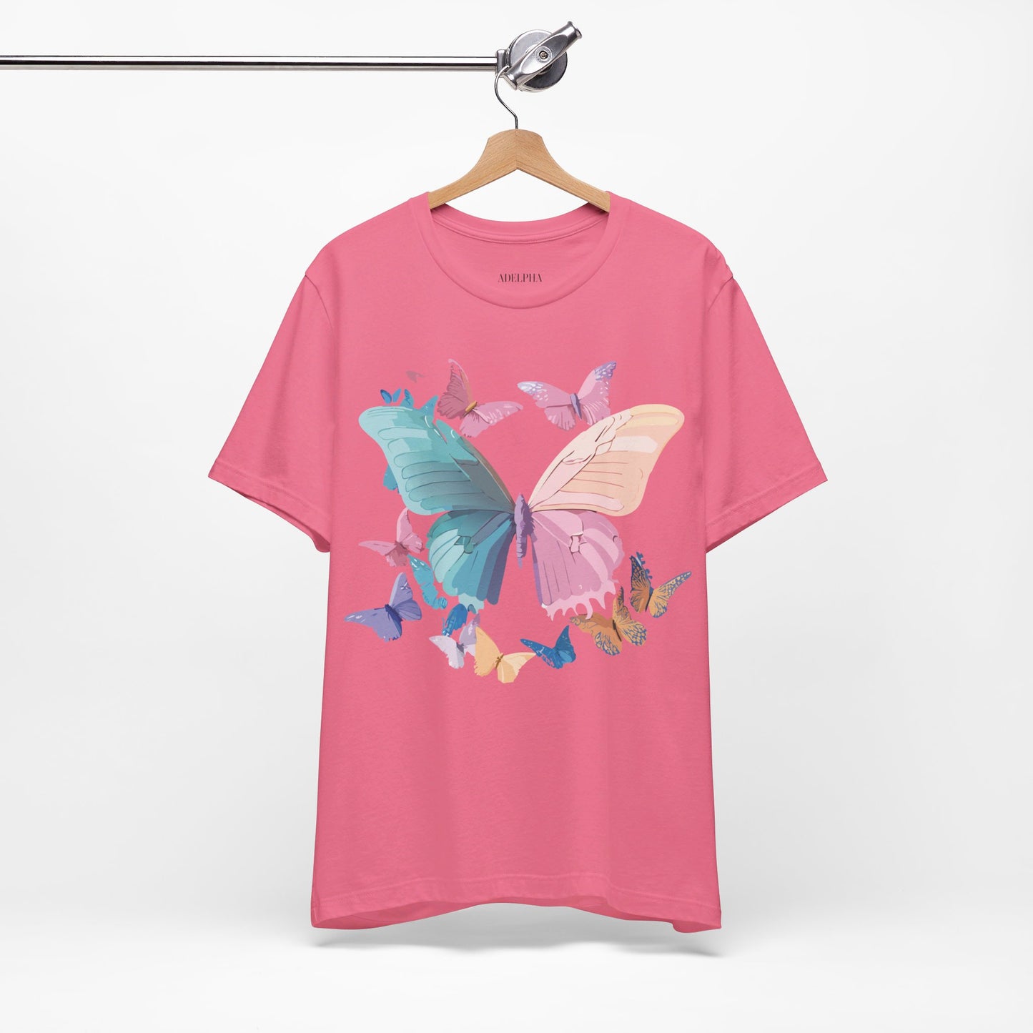 Natural Cotton Tee Shirt with Butterfly