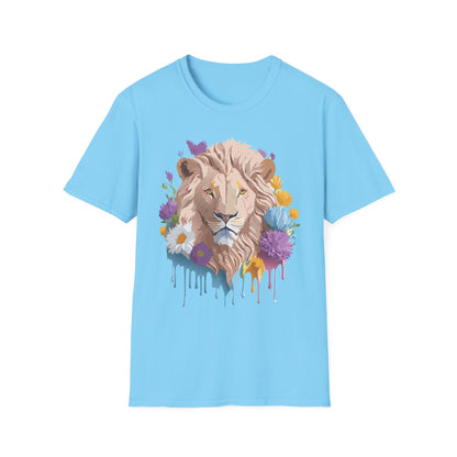 Lion Shirt Unisex Floral Lion Tee Gildan Softstyle 64000 Short Sleeve