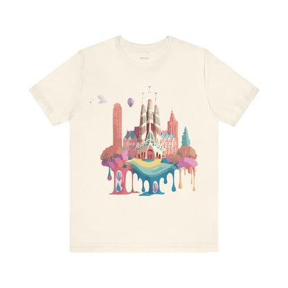 Natural Cotton Tee Shirt - Beautiful Places Collection - Barcelona Printify