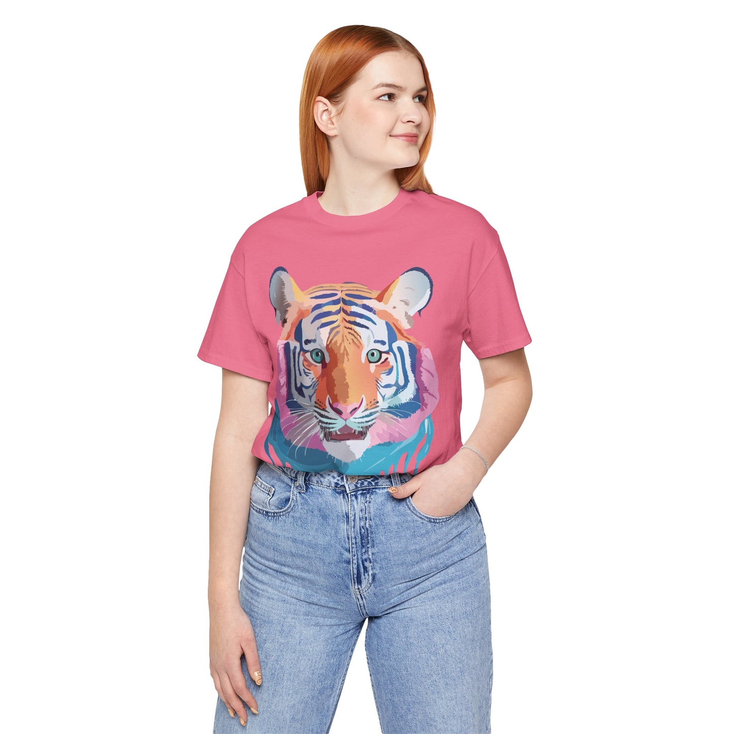 Natural Cotton Tee Shirt with Tiger