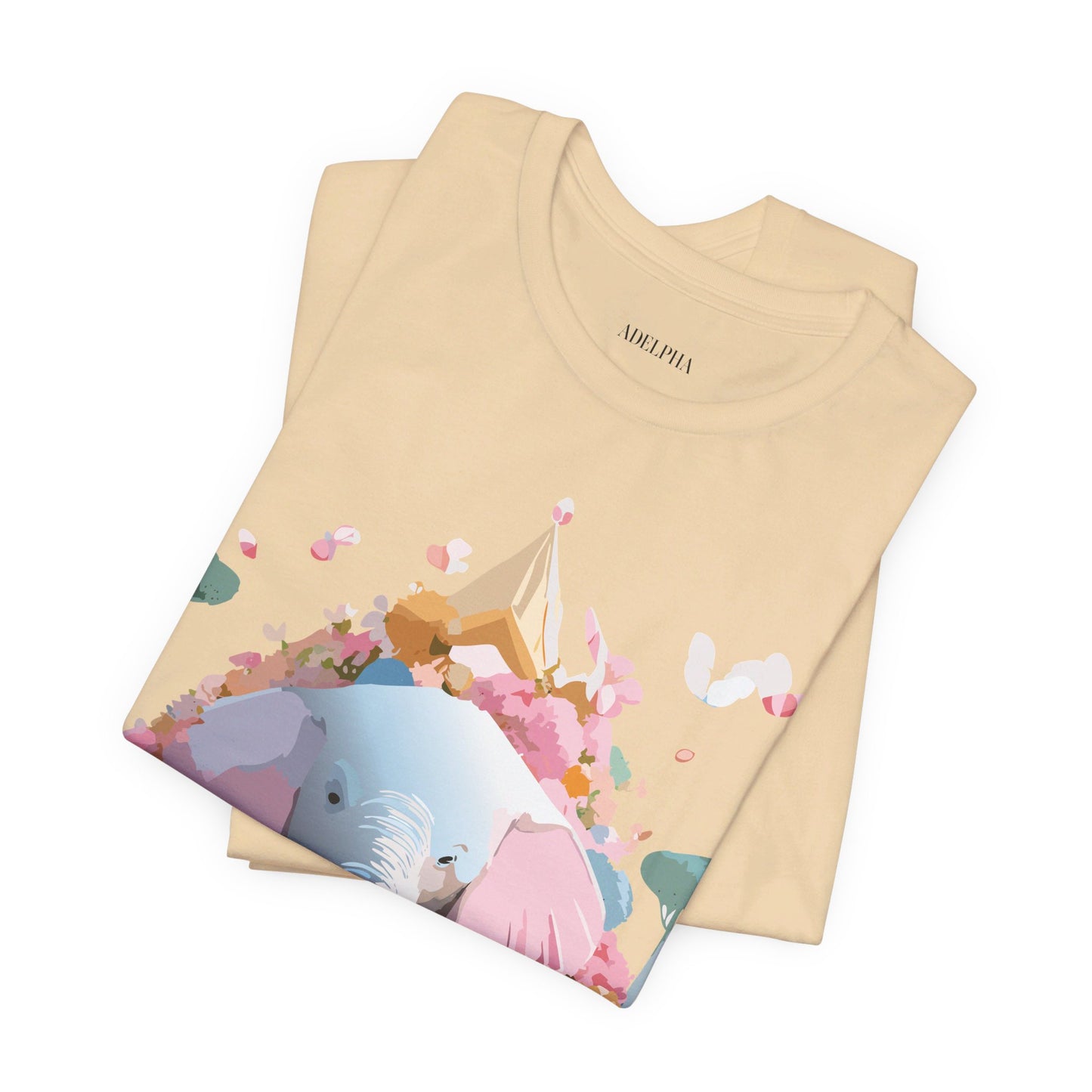 T-shirt en coton naturel avec motif éléphant