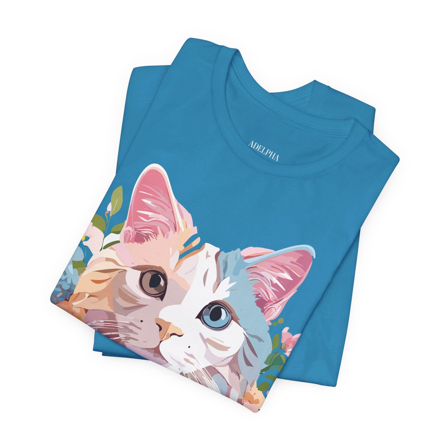 Natural Cotton Tee Shirt with Cat