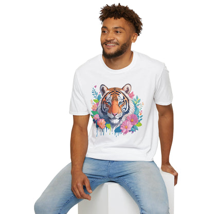 Tiger Themed Unisex Cotton Short Sleeve T Shirt Animal Print Tee