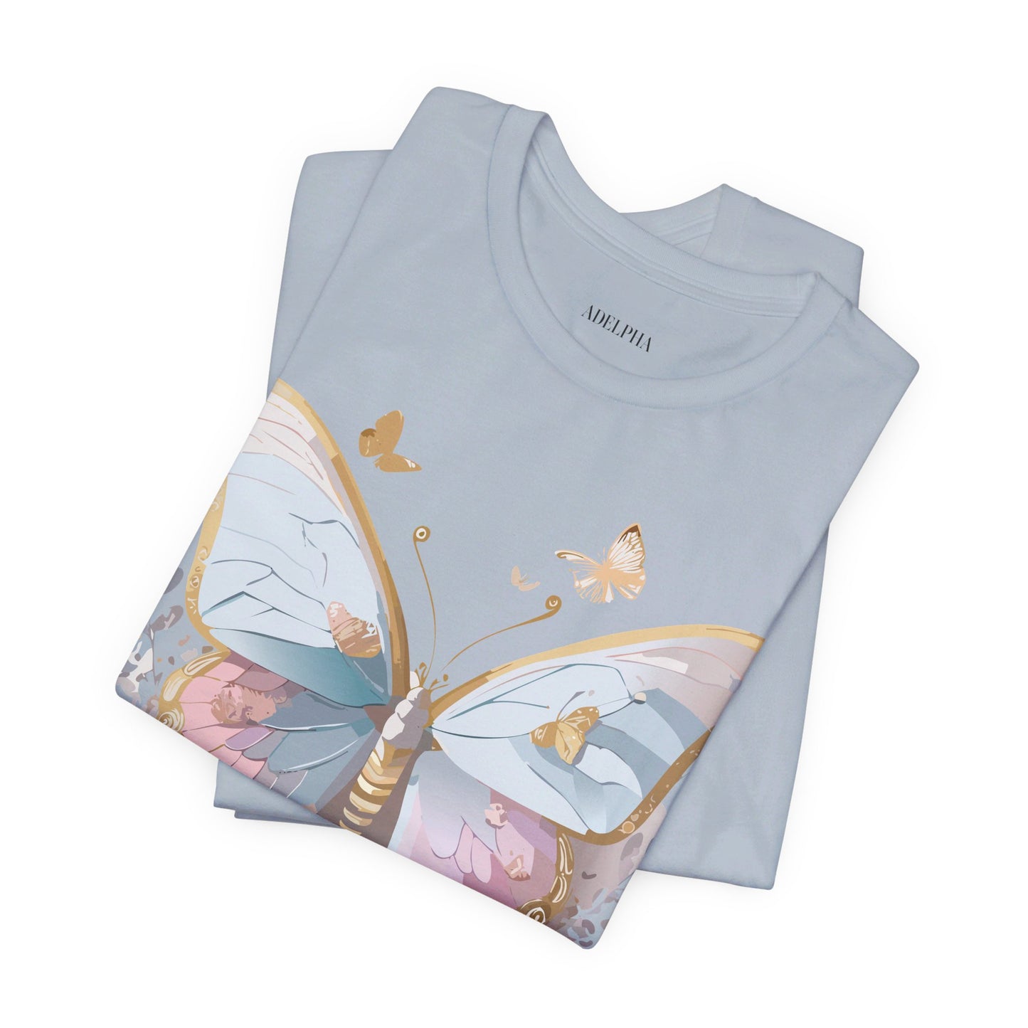 Natural Cotton Tee Shirt with Butterfly