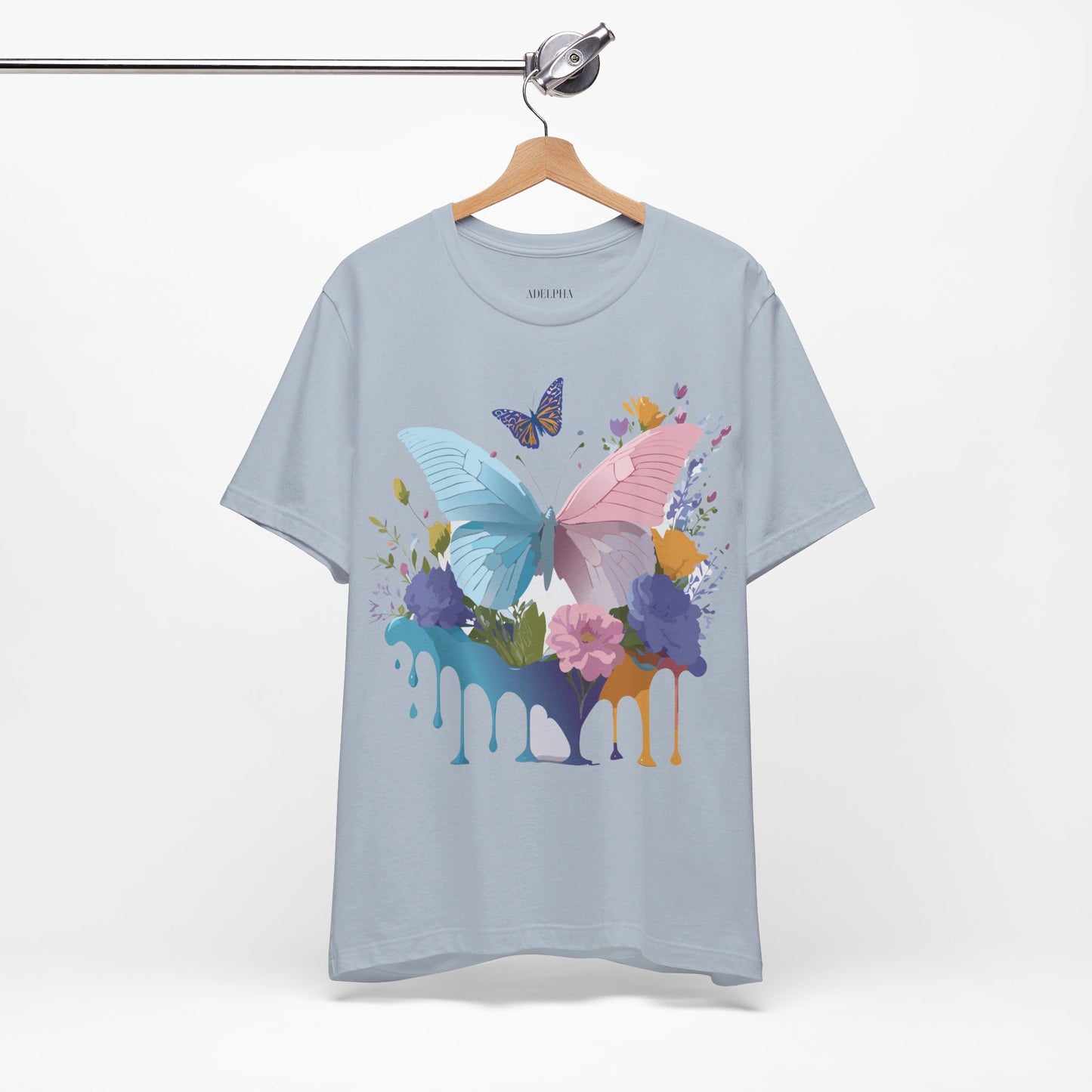 Natural Cotton Tee Shirt with Butterfly