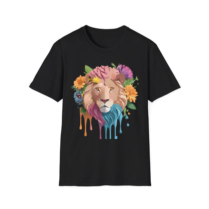 Floral Lion Shirt Unisex Tee Animal Print Gildan Softstyle 64000