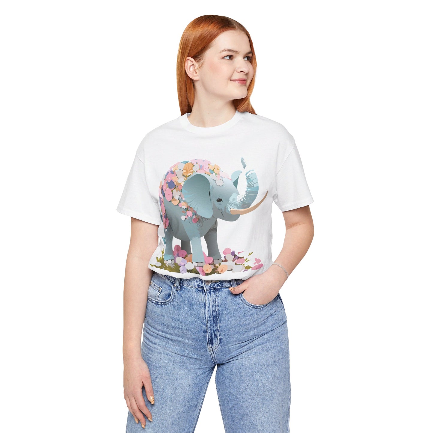 T-shirt en coton naturel avec motif éléphant