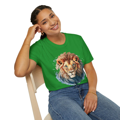 Unisex Lion Shirt Floral Lion Tee Gildan Softstyle 64000 Tee