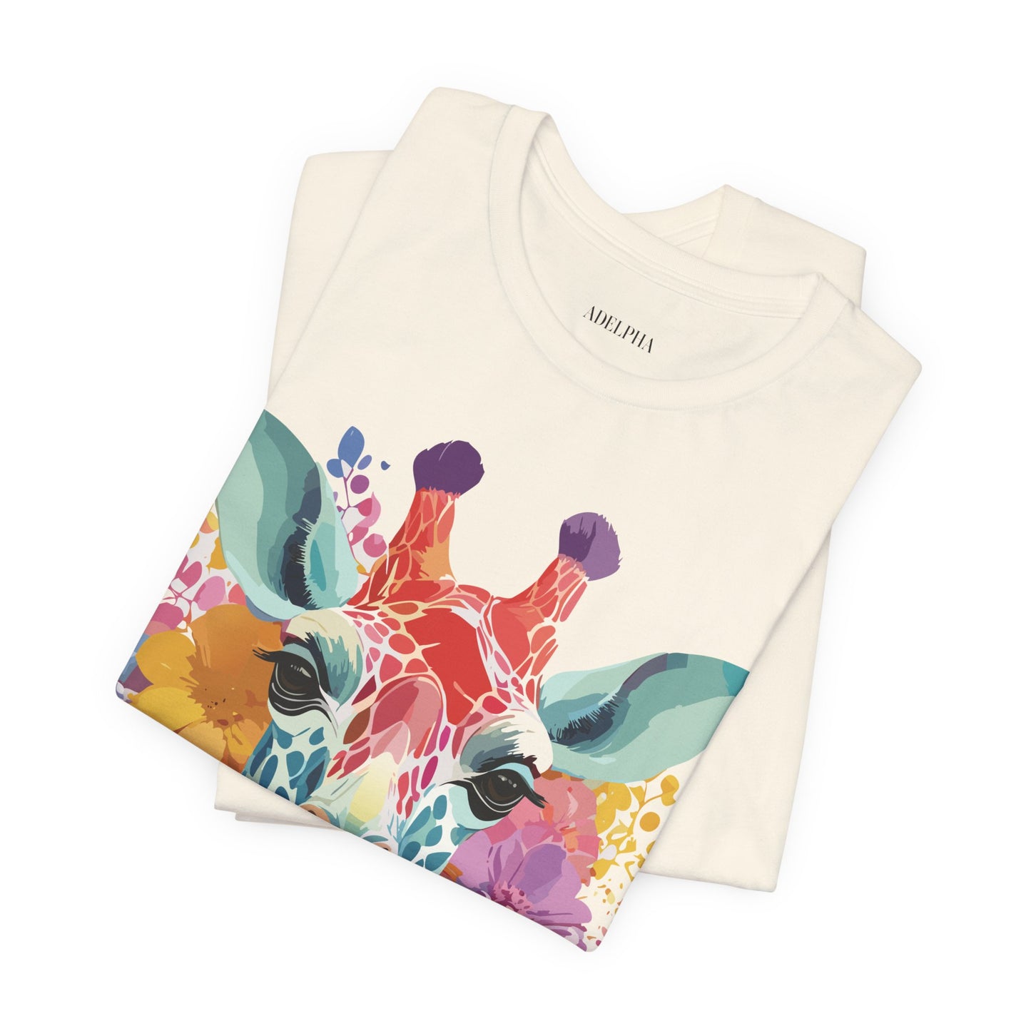 Natural Cotton Tee Shirt with Giraffe