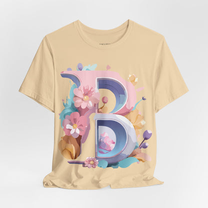 Natural Cotton Tee Shirt - Letters Collection - B Printify