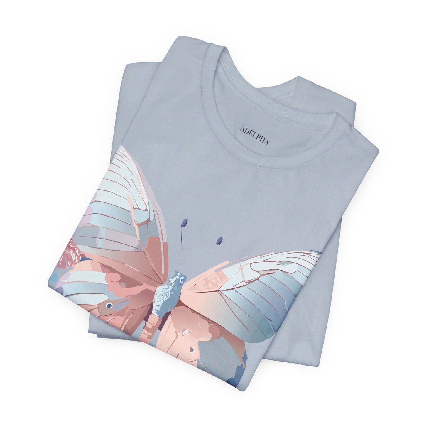 Natural Cotton Tee Shirt with Butterfly