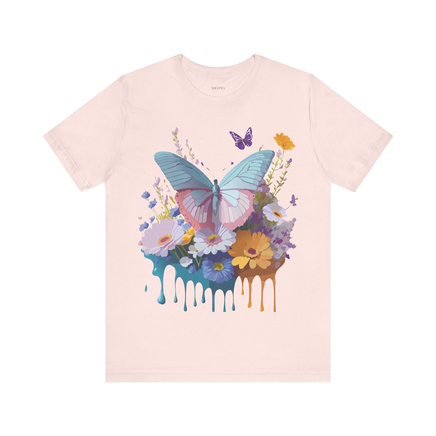 Natural Cotton Tee Shirt with Butterfly