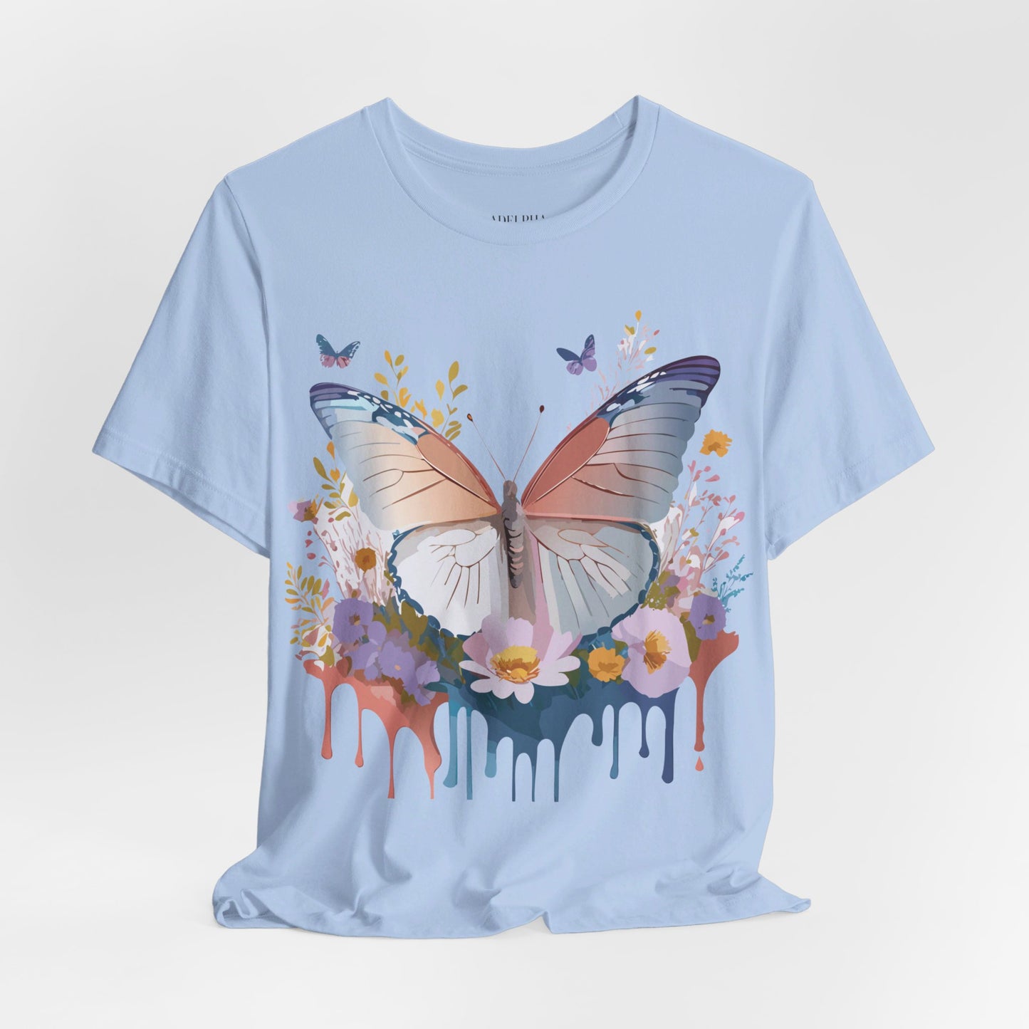 Natural Cotton Tee Shirt with Butterfly