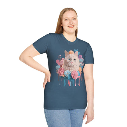 Cat Shirt Unisex Short Sleeve Cat Tee Kitten Design Gildan Softstyle 64000 Tee