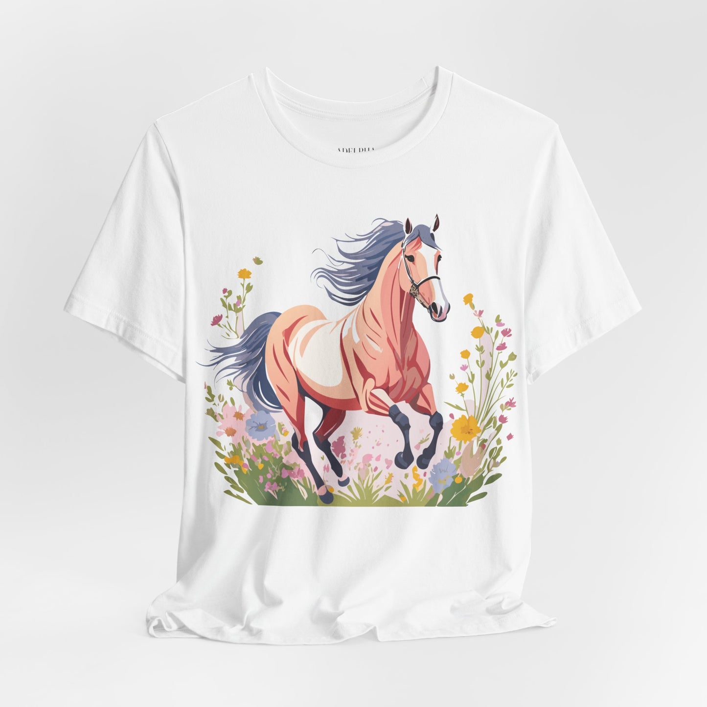 Natural Cotton Tee Shirt with Horse