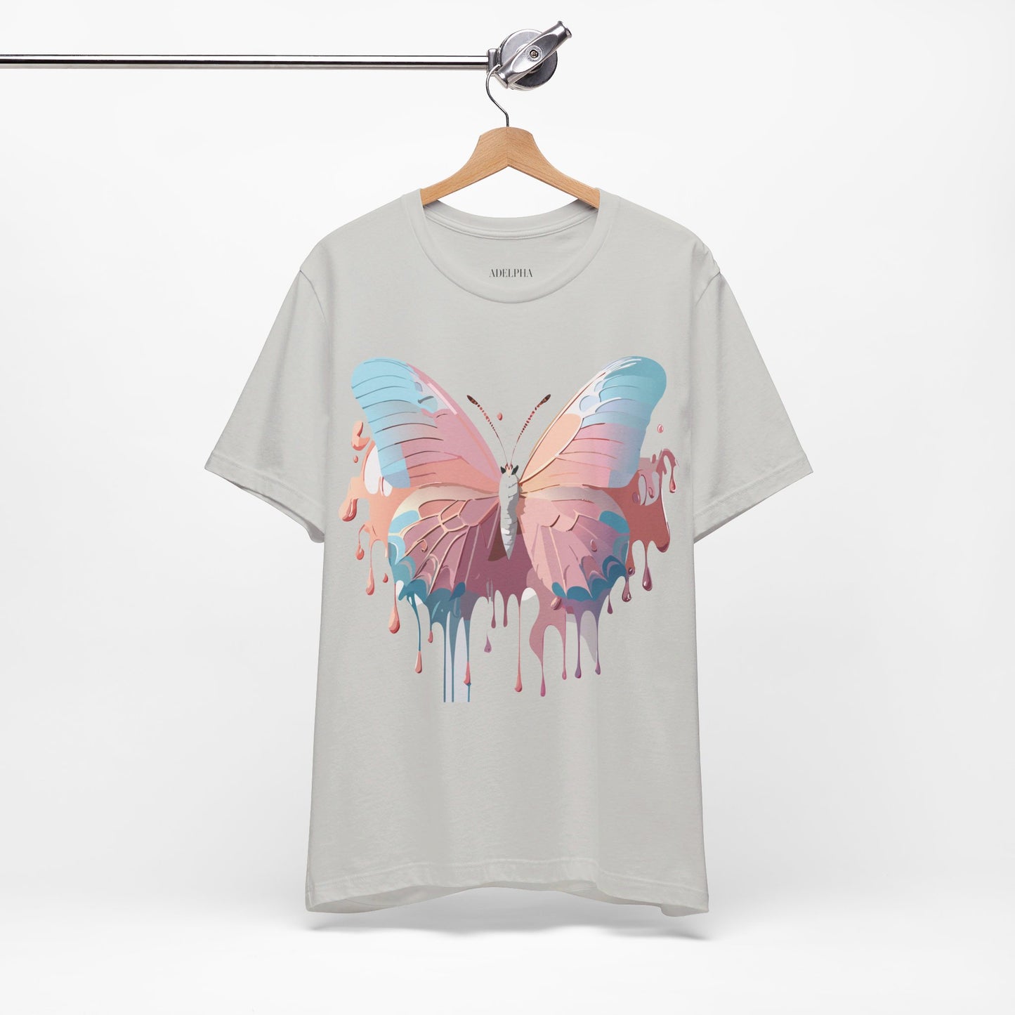 Natural Cotton Tee Shirt with Butterfly