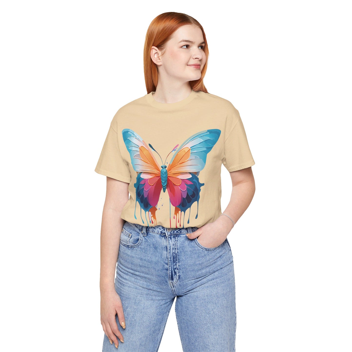 T-Shirt aus natürlicher Baumwolle mit Schmetterling