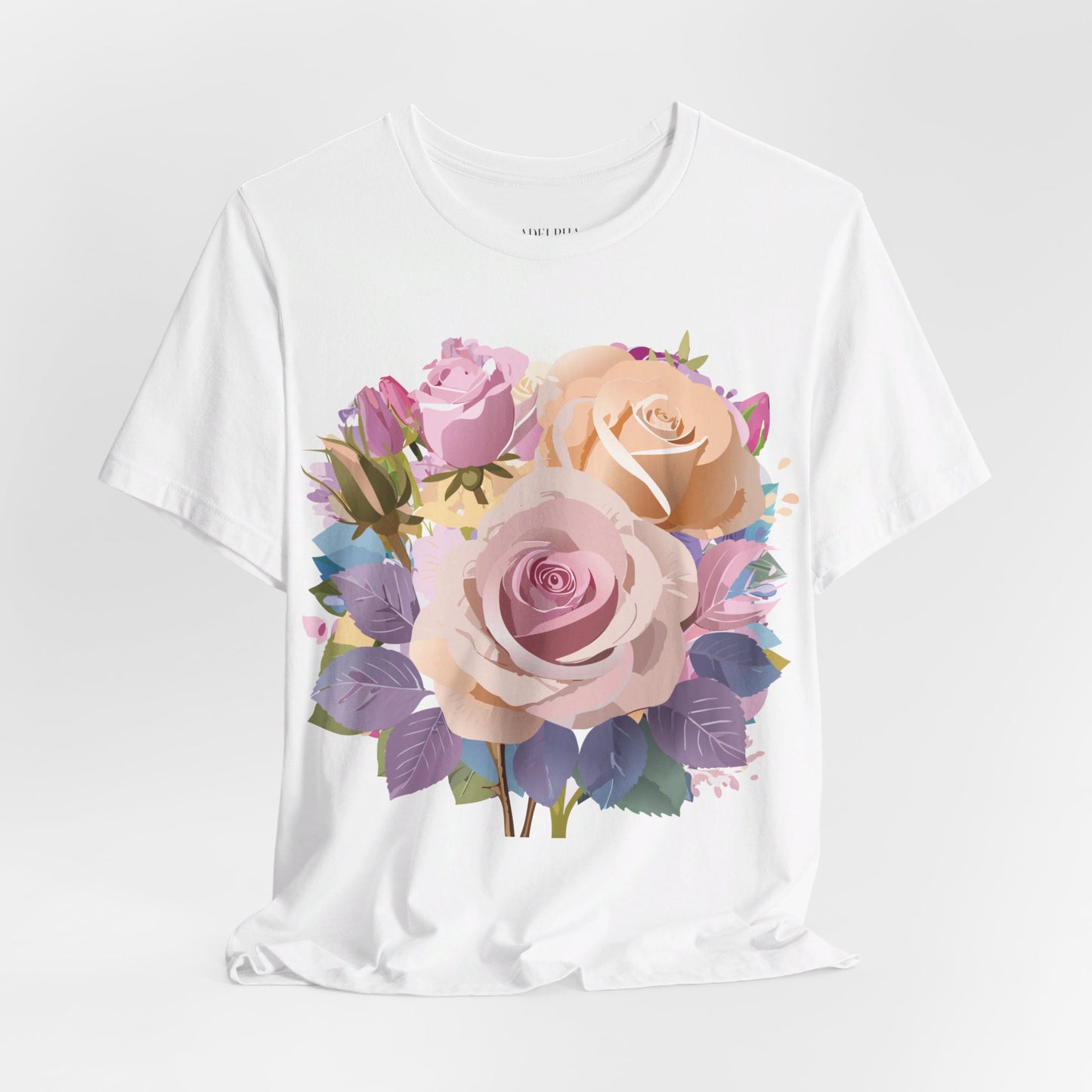 Natural Cotton Tee Shirt with Flowers