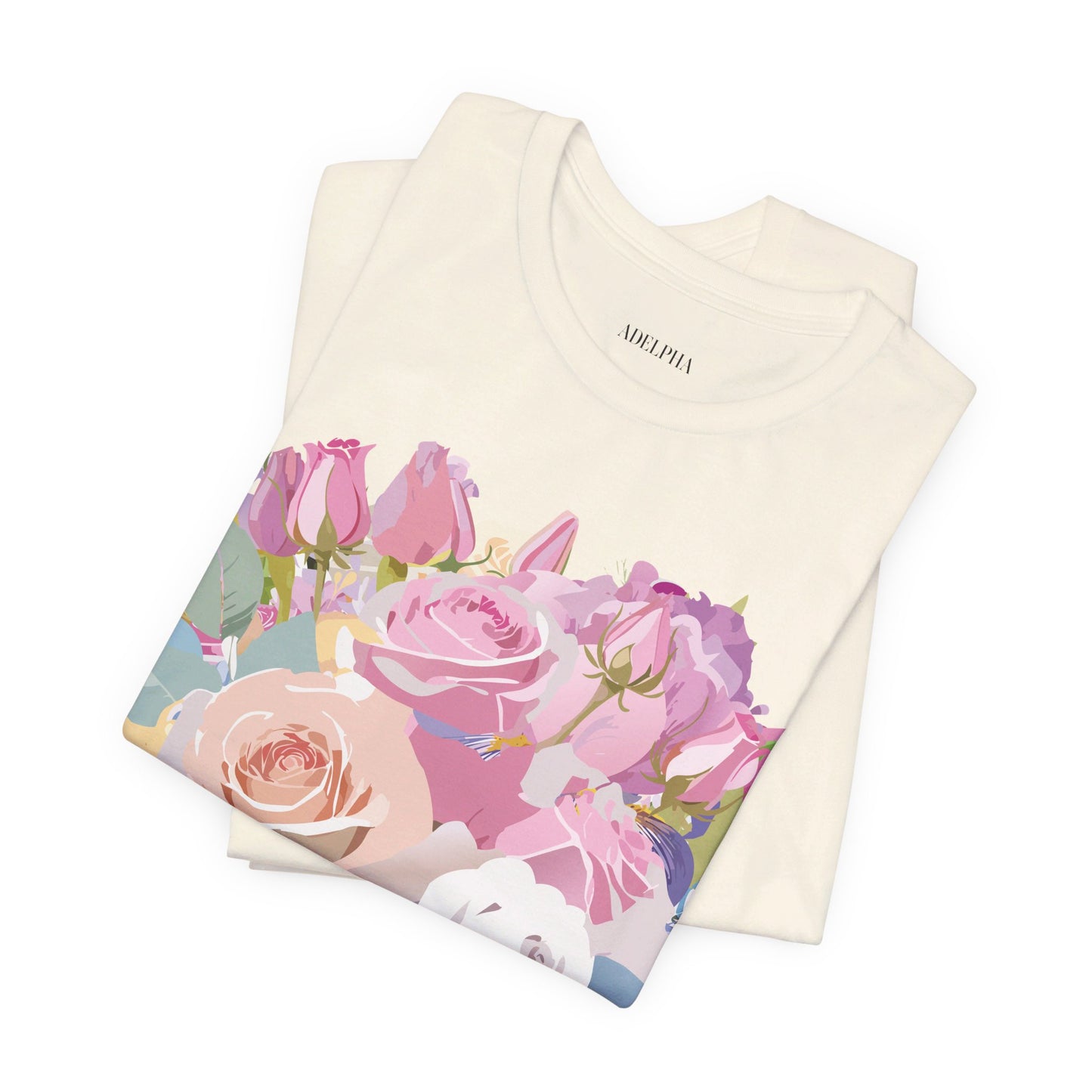 T-shirt en coton naturel avec fleurs