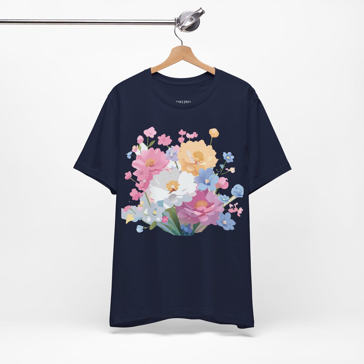 Natural Cotton Tee Shirt with Flowers