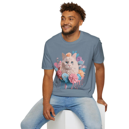 Cat Shirt Unisex Short Sleeve Cat Tee Kitten Design Gildan Softstyle 64000 Tee