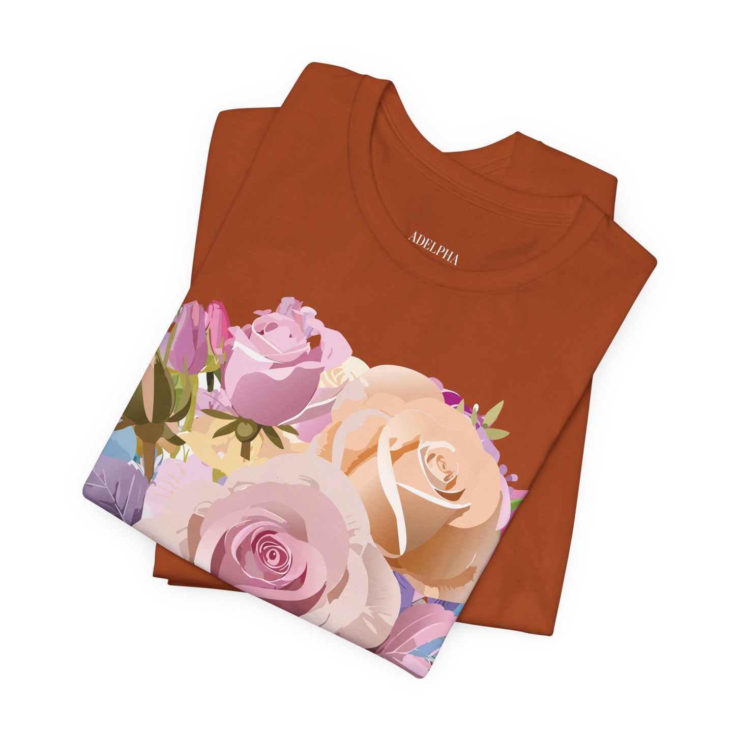 Natural Cotton Tee Shirt with Flowers