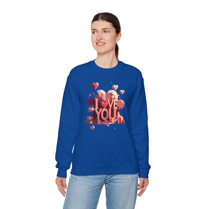 Unisex Heart Love Sweatshirt Floral Valentines Day Cotton Poly Fifty Fifty Blend
