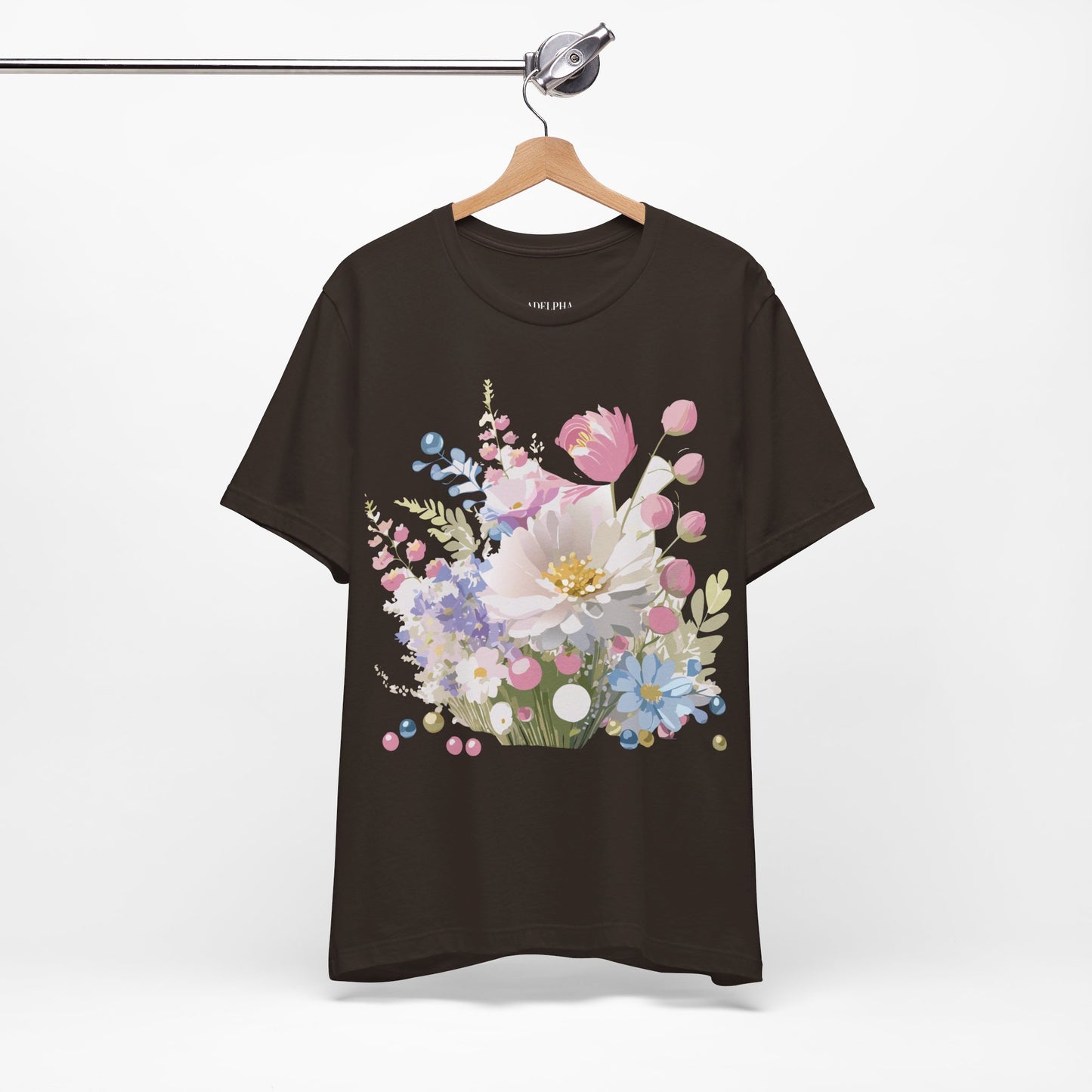 T-shirt en coton naturel avec fleurs