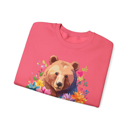 Unisex Floral Bear Sweatshirt With Art Design Animals Sweatshirt