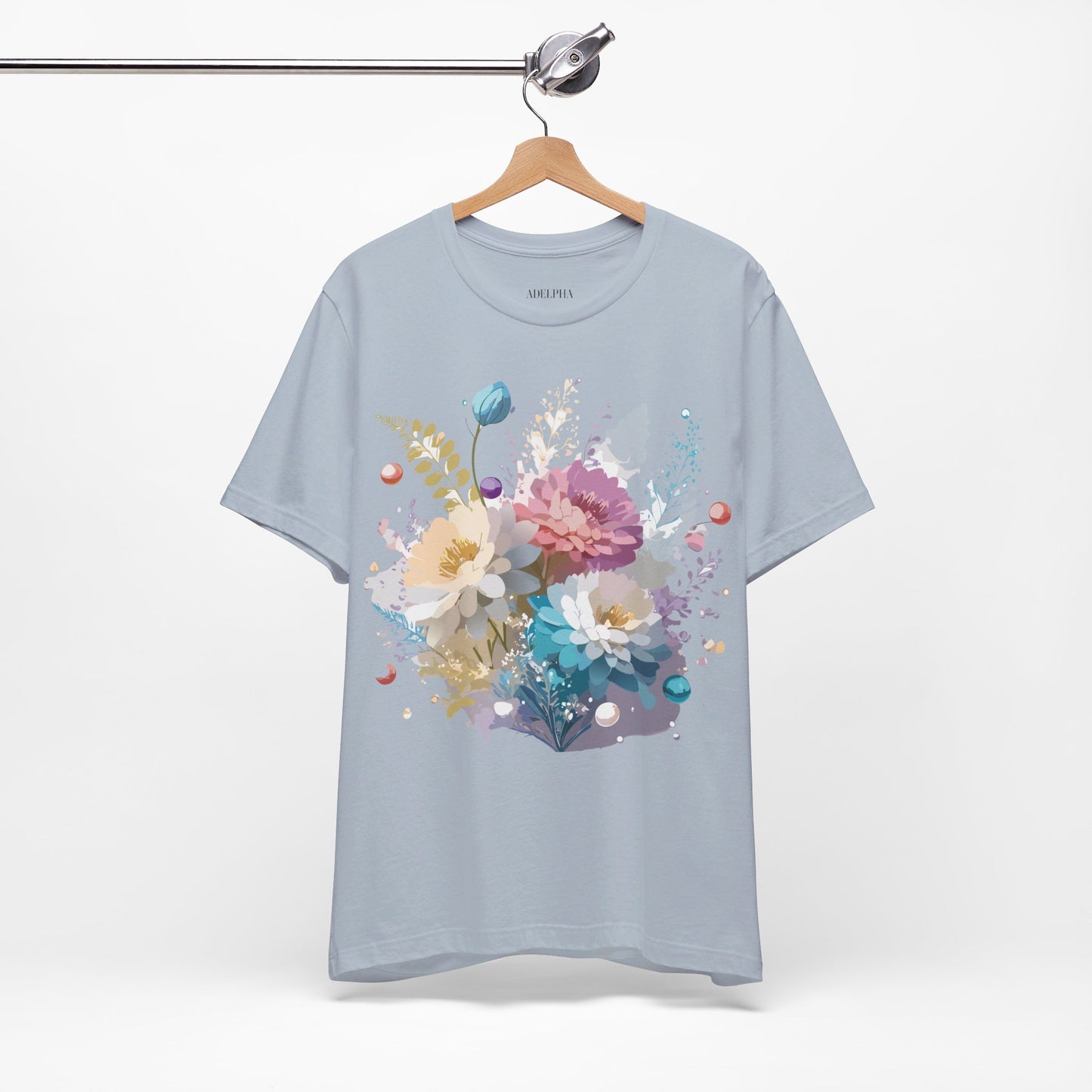 T-shirt en coton naturel avec fleurs