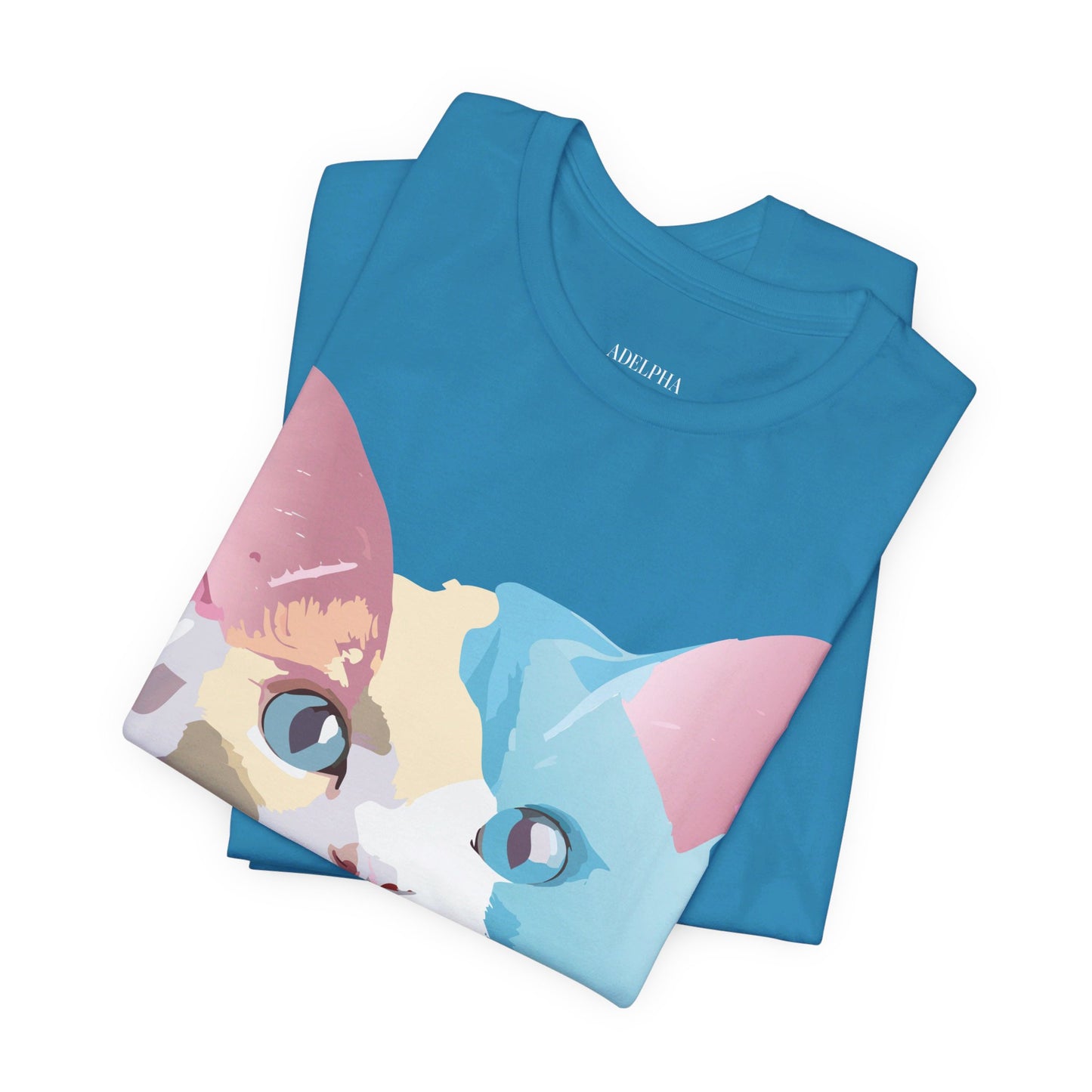 Natural Cotton Tee Shirt with Cat