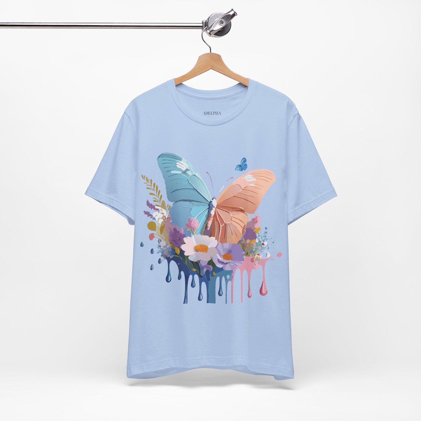 Natural Cotton Tee Shirt with Butterfly