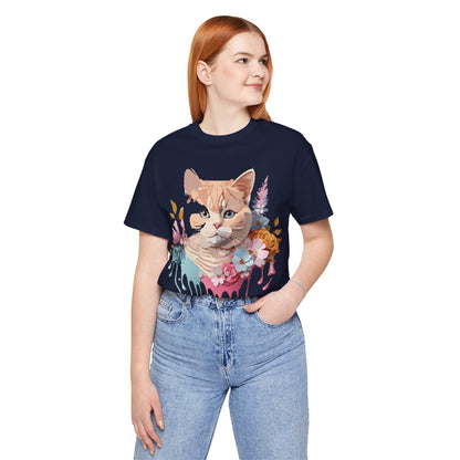 Natural Cotton Tee Shirt with Cat Printify