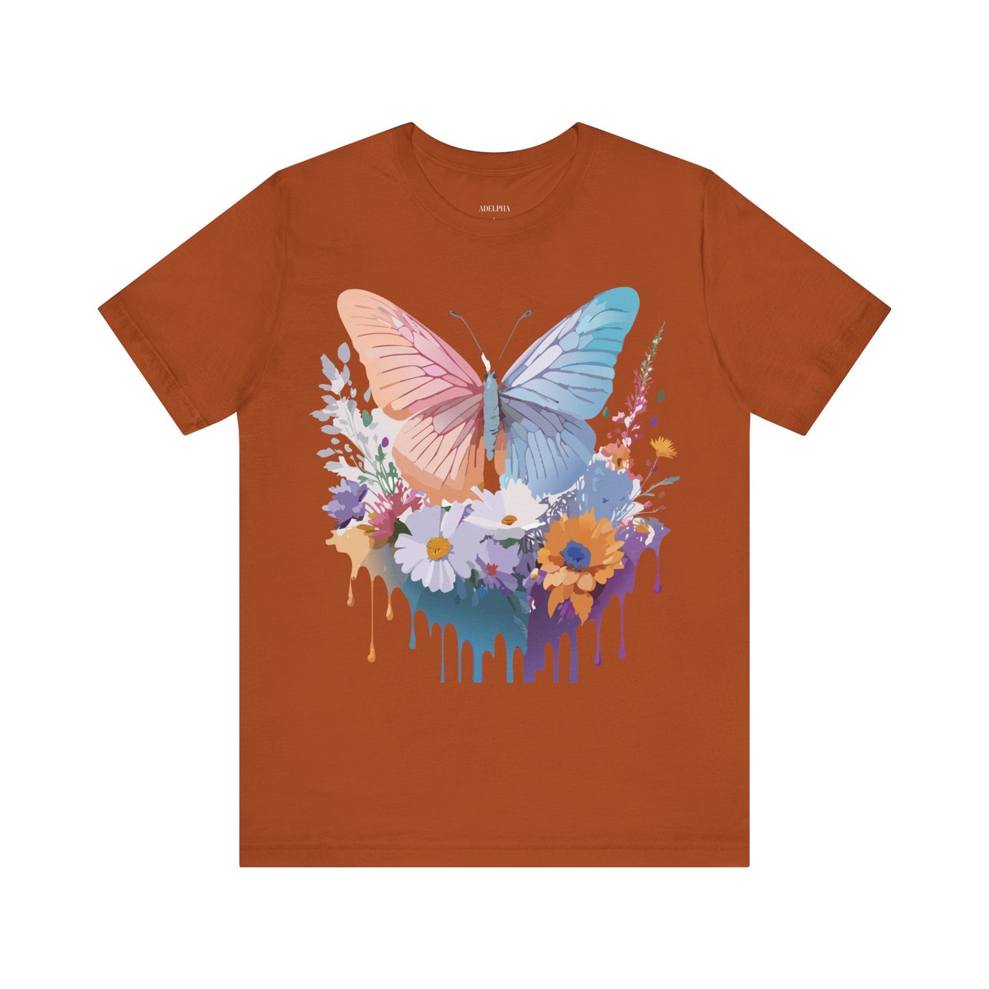 Natural Cotton Tee Shirt with Butterfly