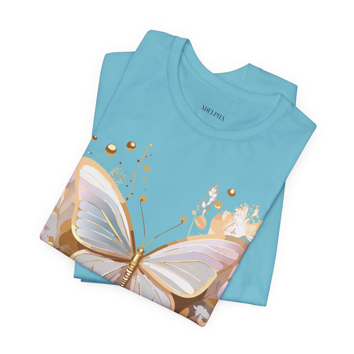 Natural Cotton Tee Shirt with Butterfly