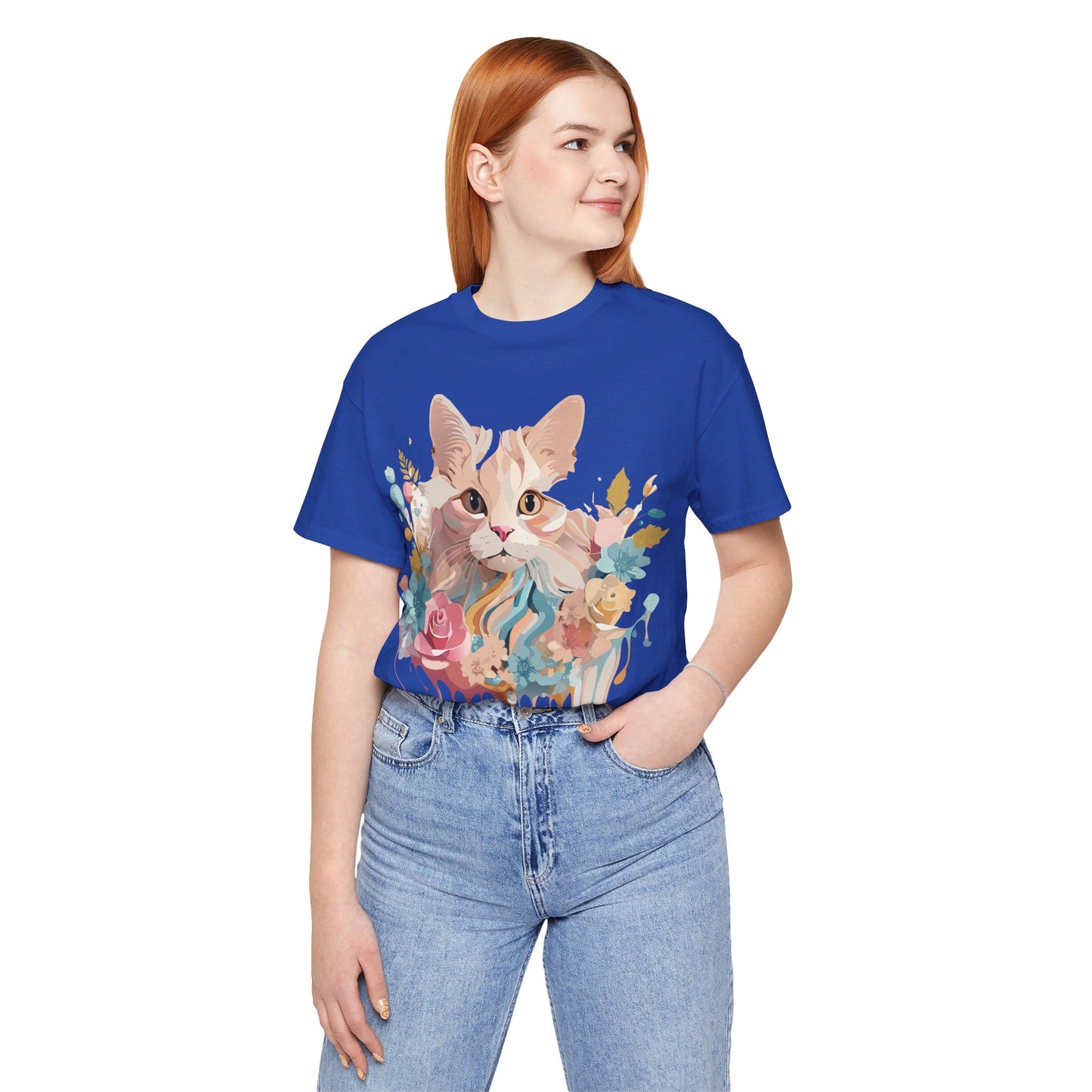 Natural Cotton Tee Shirt with Cat