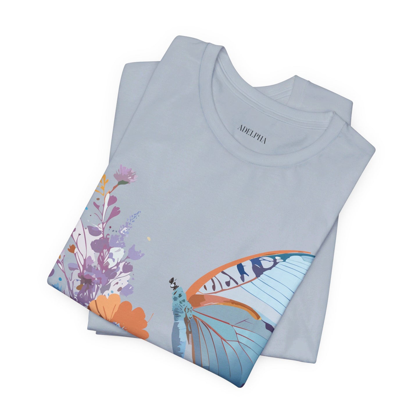 Natural Cotton Tee Shirt with Butterfly