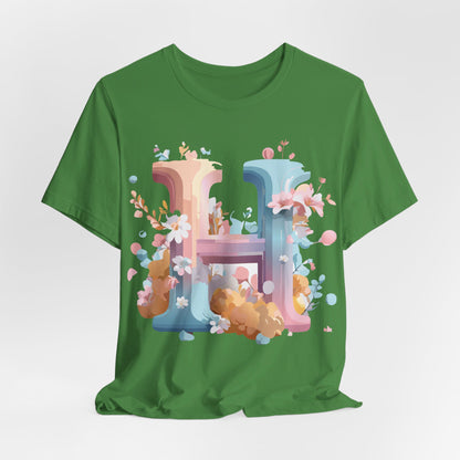 Natural Cotton Tee Shirt - Letters Collection - H Printify