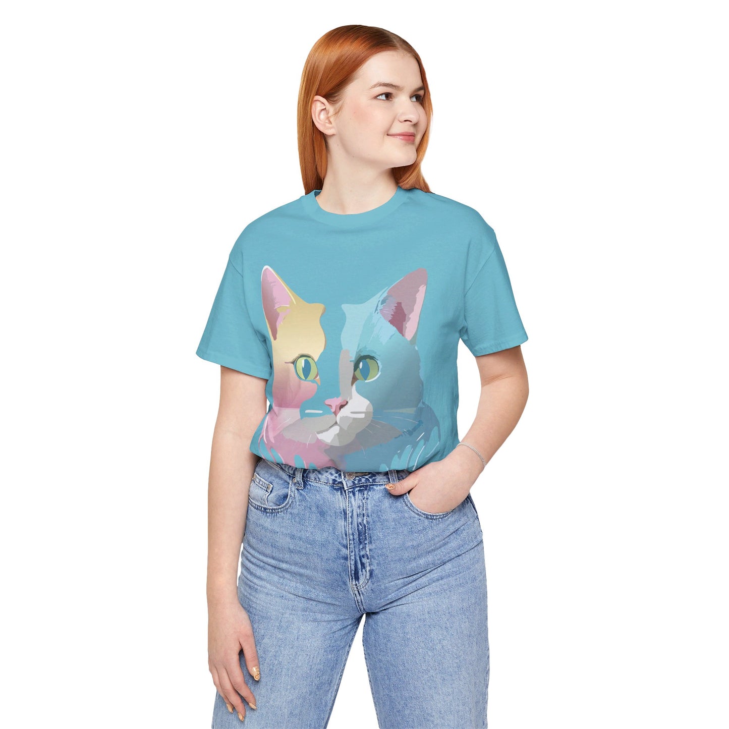 Natural Cotton Tee Shirt with Cat